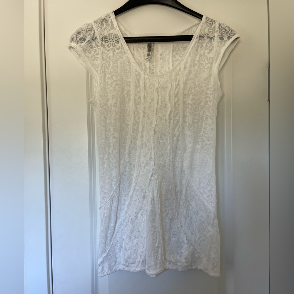 White sheer y2k lace top sz medium